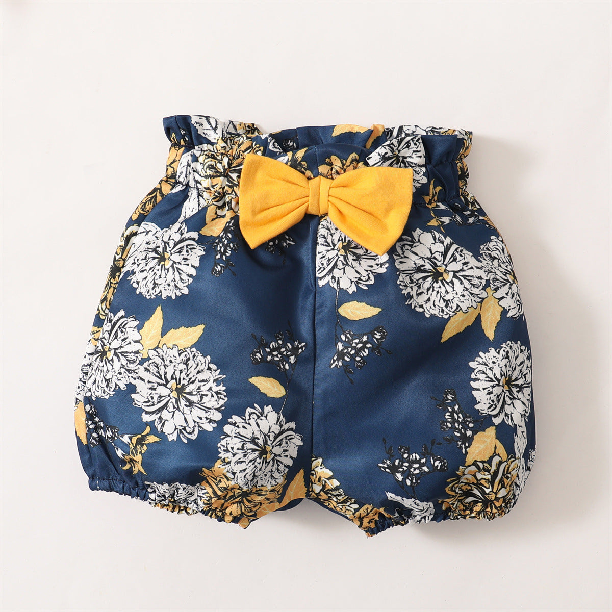 3Pcs Clothes Set Baby Girl Plain Color Ruffle Short Sleeves Bodysuit+Floral Short+Headband Lovely Summer Costume for 0-18 Months