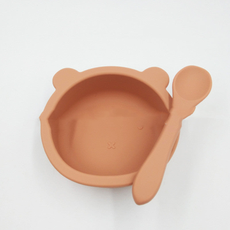 Suction Cup Anti-fall Bear Silicone Baby Bowl Complementary Food Bowl Children Feeding Tableware