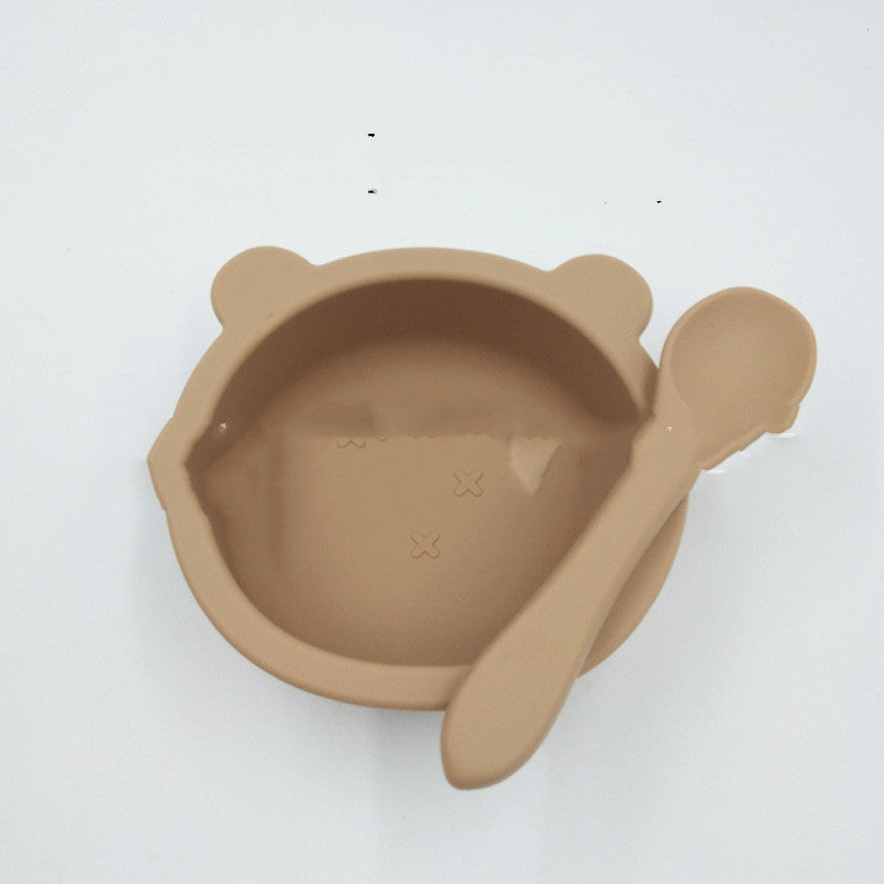 Suction Cup Anti-fall Bear Silicone Baby Bowl Complementary Food Bowl Children Feeding Tableware
