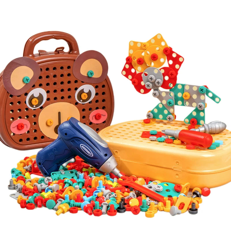 Children's simulation repair tool, baby hands on screws, disassembly and assembly toolbox, puzzle toy