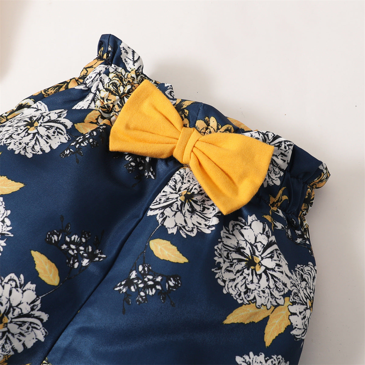 3Pcs Clothes Set Baby Girl Plain Color Ruffle Short Sleeves Bodysuit+Floral Short+Headband Lovely Summer Costume for 0-18 Months