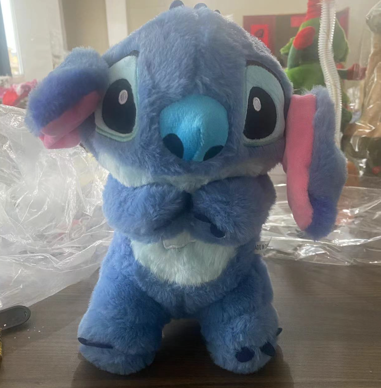 Kawaii Stitch Plush Doll Baby Sleeping Companion Sound Soothing Musical Kawaii With Air Bag and Light Doll Breathing Toys Gifts