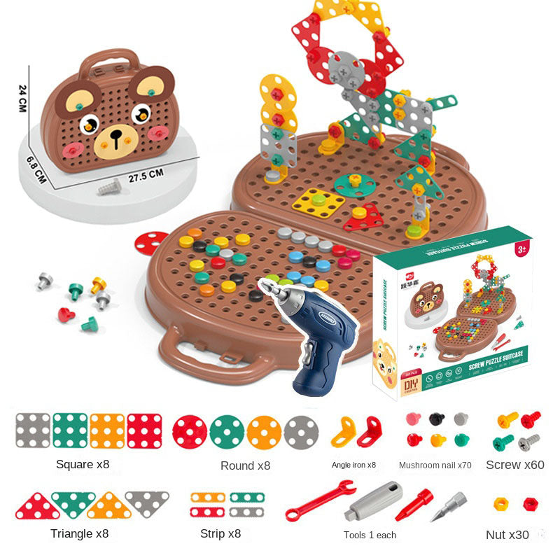 Children's simulation repair tool, baby hands on screws, disassembly and assembly toolbox, puzzle toy