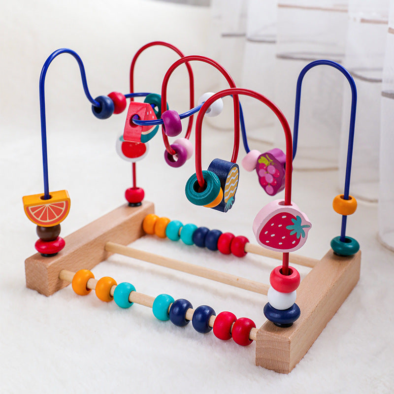 Children's cartoon animals, fruit wrapped beads, early education puzzle building blocks, baby hand eye coordination exercise toys